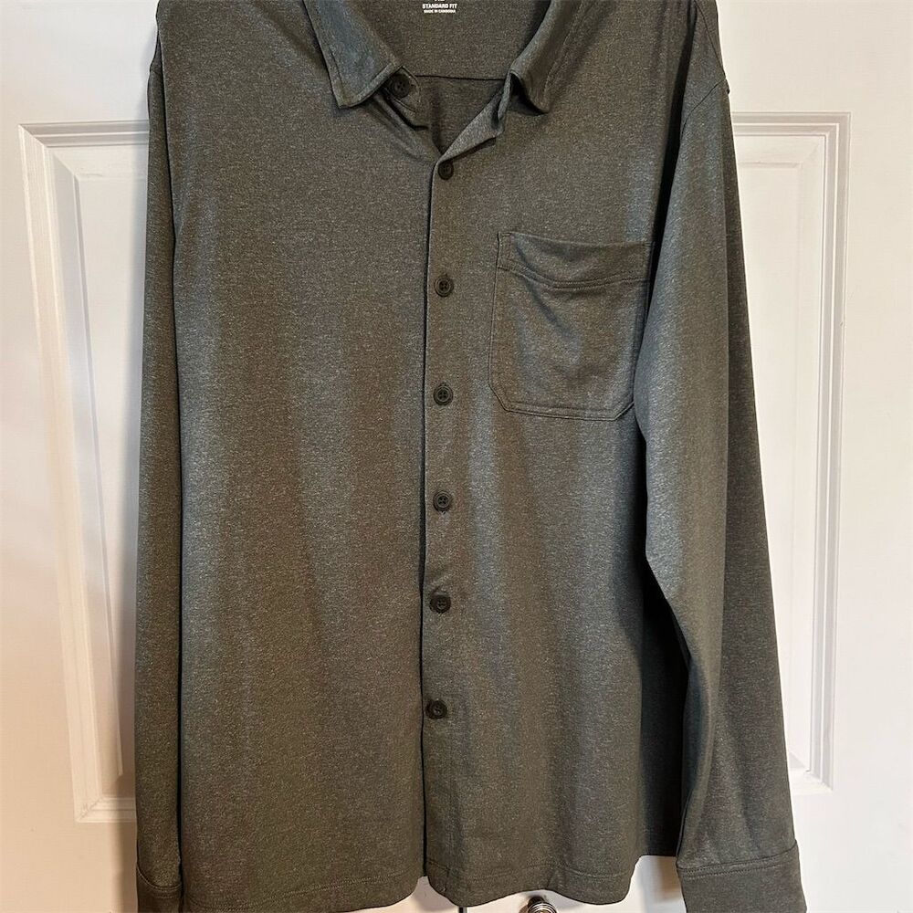 Duluth Men's XL Army Green Long Sleeve Button-Up Shirt Casual